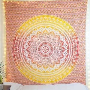 Orange and Yellow LARGE Mandala Wall Tapestry